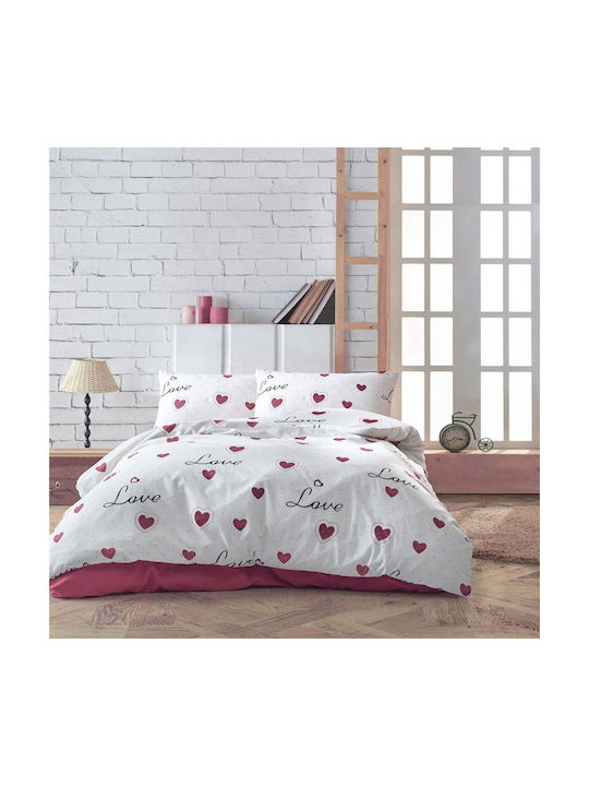 Dimcol Eros Pillowcase with Envelope Cover 301 White-red 50x70cm.