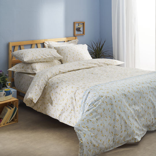 Charalambidis Textiles Ρετρό Σετ Μαξιλαροθήκες Oxford Γαλάζιο 50x70εκ.