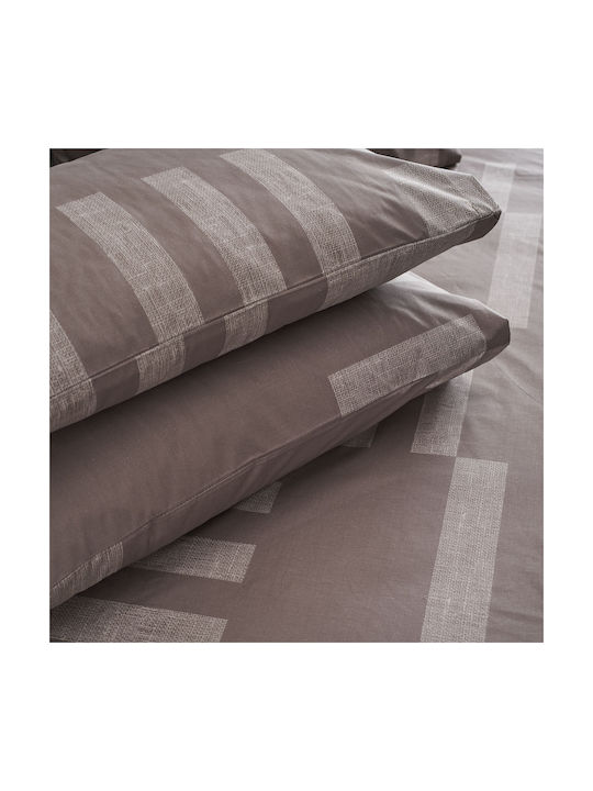 Charalambidis Textiles Tetris Μαξιλαροθήκη Oxford Καφέ 52x72εκ.