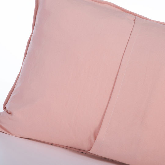 Nef-Nef Homeware Valia Σετ Μαξιλαροθήκες με Φάσα Peach 52x72εκ.