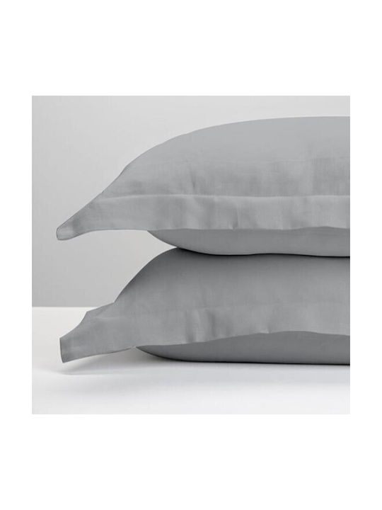 Sunshine Satin Σετ Μαξιλαροθήκες Oxford Light Grey 50x70εκ.