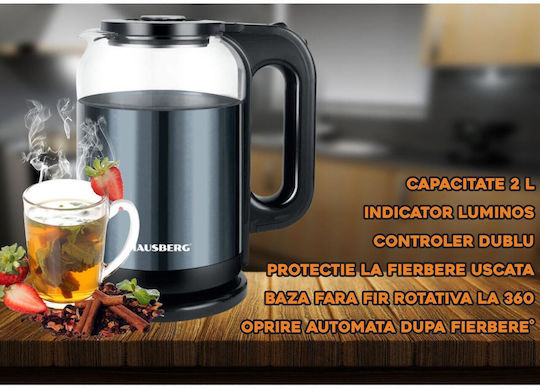 Hausberg Βραστήρας 2lt 1800W Μαύρος