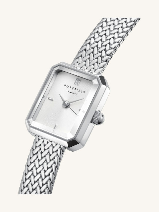 Rosefield Mini Octagon Women's Watch with Silver Metal Bracelet