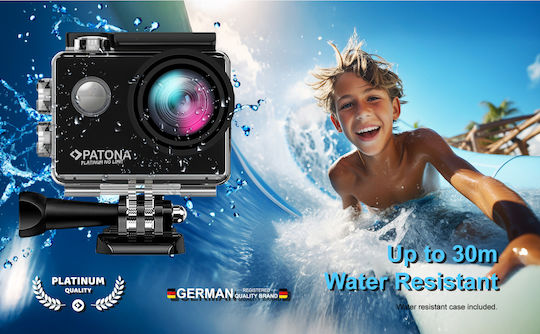 Patona Life SL4 3K Action Camera 4K Ultra HD Underwater (with Case) with Screen 2" and Wi-Fi Black