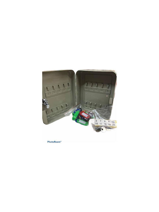 Krausmann Metallic Wall Key Hooks 20 Hooks With Lock 16x20x7.5cm