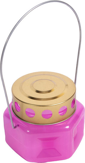 Hexagonal Plastic Candle Lantern with Metal Lid Handle 1 Piece Red