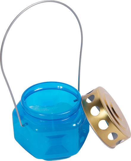 Hexagonal Plastic Candle Lantern with Metal Lid Handle 1 Piece Red