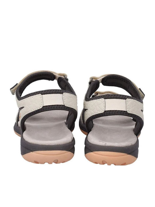 Leder Flache Sandalen für Damen Sportlich Hellbeige