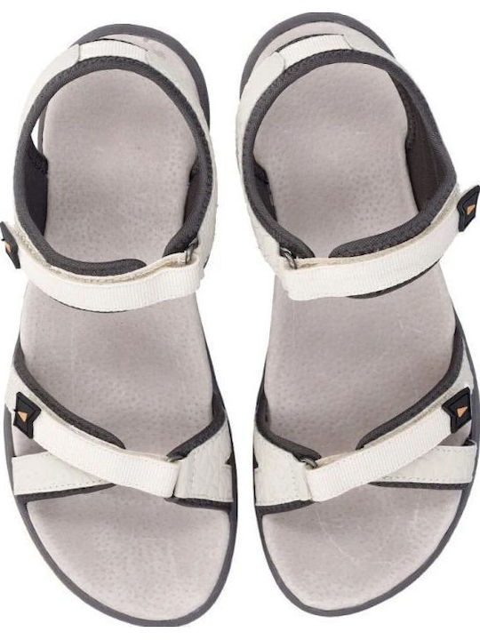 Leder Flache Sandalen für Damen Sportlich Hellbeige