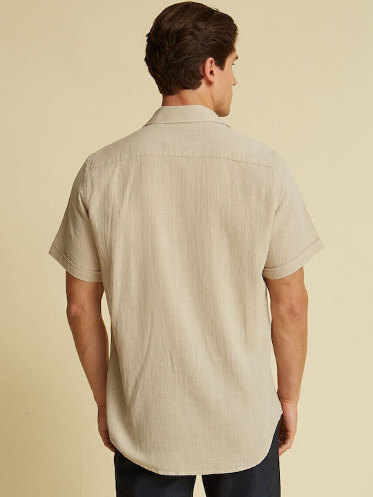 Short-sleeved Cotton Shirt Beige