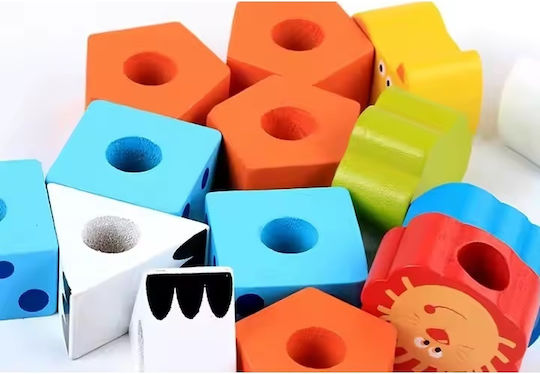 Jucărie de stivuire animale 5 coloane din lemn pentru copii 3 ani+ 22x14x7 cm multicoloră