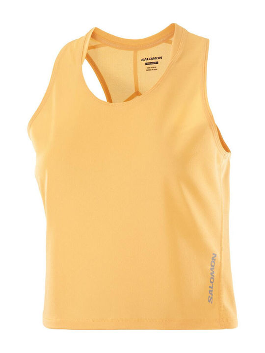 Sense Aero Γυναικείο Αθλητικό Crop Top Αμάνικο Fast Drying Κίτρινο