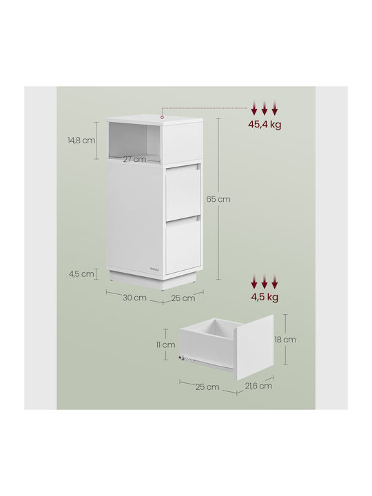 Комод Дървен Бял 30x25x65см