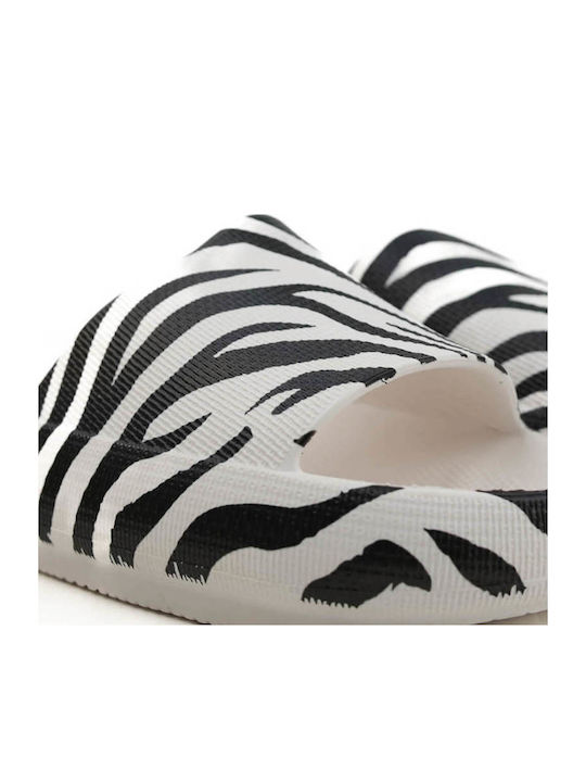 White Zebra Print Flip Flops with Animal Print Effect