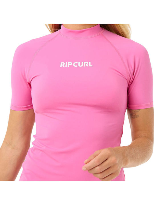 Rip Curl Surf UPF 50+ Damen Kurzärmeliges Sonnenschutzshirt Rosa