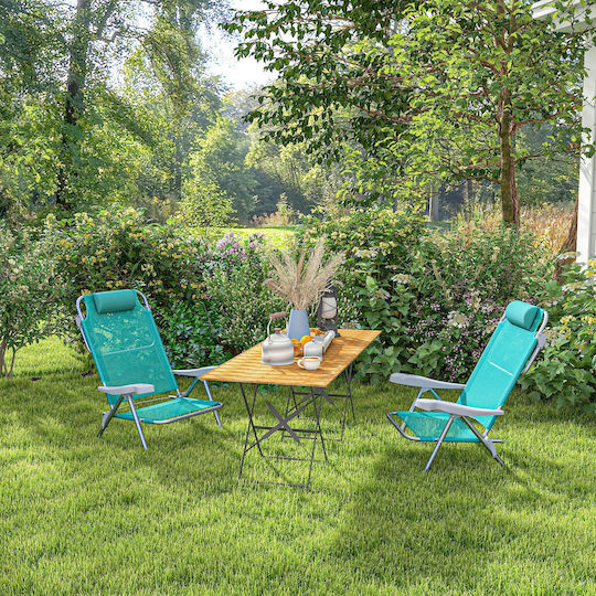 Outsunny Small Chair Beach Aluminium with High Back Gray 62x65x80cm