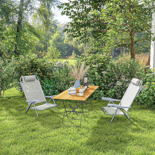 Outsunny Small Chair Beach Aluminium with High Back Gray 62x65x80cm