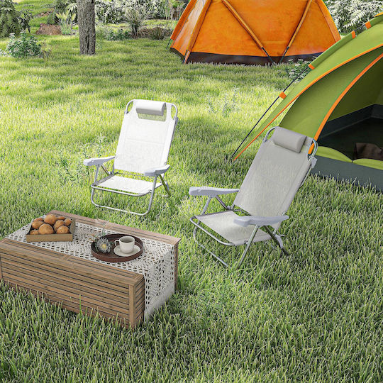 Outsunny Small Chair Beach Aluminium with High Back Gray 62x65x80cm