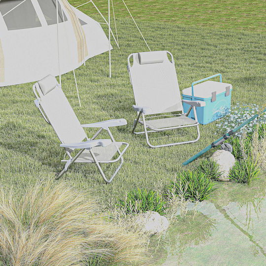Outsunny Small Chair Beach Aluminium with High Back Gray 62x65x80cm
