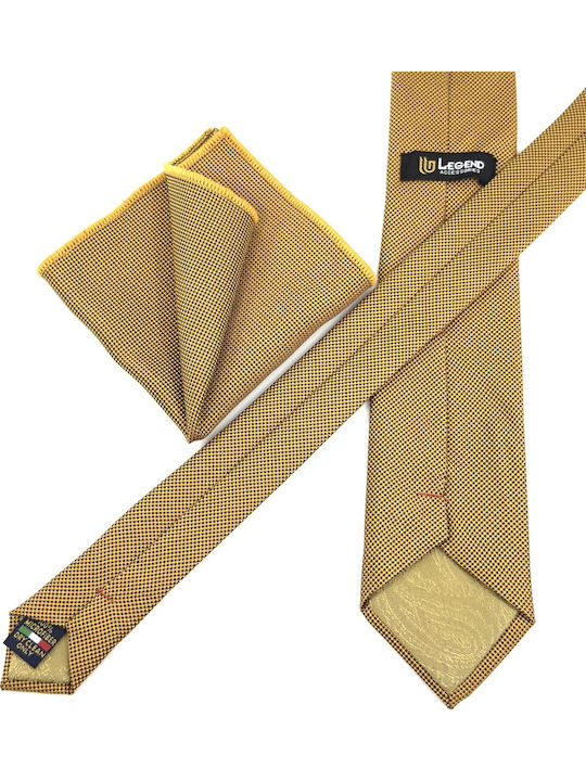 Legend Accessories Σετ Ανδρικής Γραβάτας με Σχέδια σε Χρυσό Χρώμα