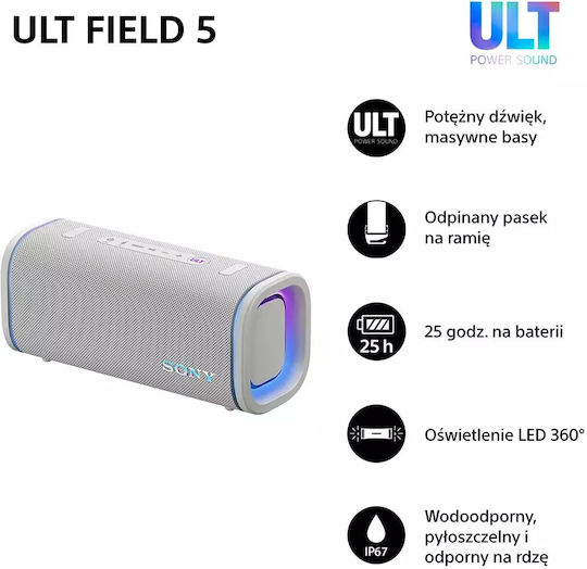 Sony ULT Field 5 Waterproof Bluetooth Speaker 27W with Battery Life up to 25 hours White
