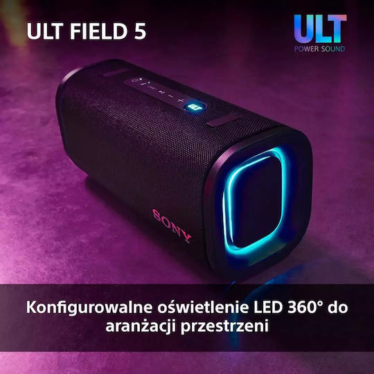Sony ULT Field 5 Αδιάβροχο Ηχείο Bluetooth 27W με Διάρκεια Μπαταρίας έως 25 ώρες Μαύρο