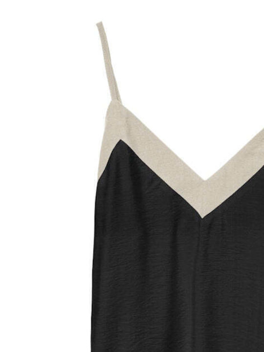 Denise Damen Bluse Ärmellos mit V-Ausschnitt Black