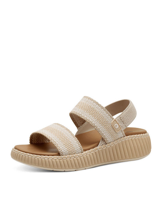Flache Sandalen für Damen Flatforms in Beige Farbe
