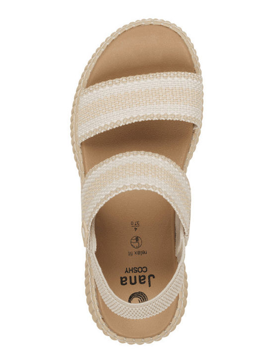 Flache Sandalen für Damen Flatforms in Beige Farbe