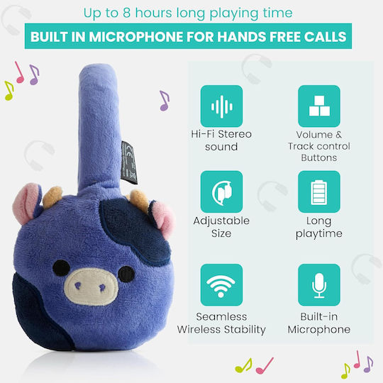 Jazwares Squishmallows Plush Безжични Bluetooth Over Ear Слушалки с 6 часа Работа Ingred The Cow