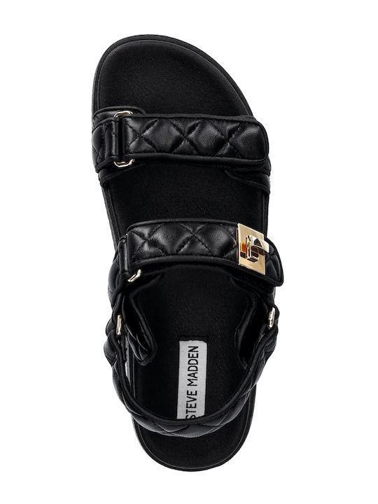 Steve Madden Leather Women's Flat Sandals in Black Color - Main Image