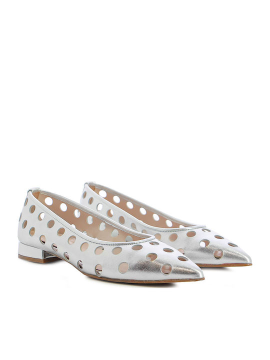 Leather Silver Low Heels