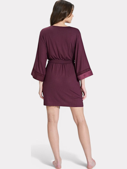 Pijadore Summer Women's Satin Robe Burgundy