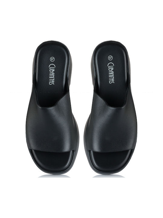 Slides With Platform In Black Colour
