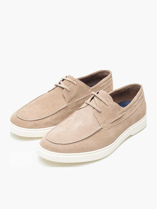 Men's Leather Boat Shoes Beige
