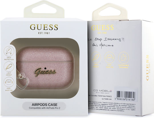 Guess Charm Θήκη Σιλικόνης σε Ροζ χρώμα για Apple AirPods Pro 2