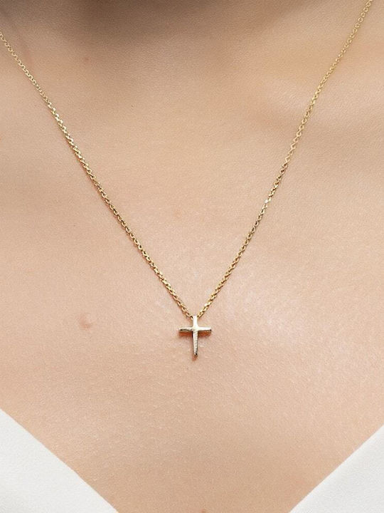 Eforo Damen Gold Kreuz 9K mit Kette