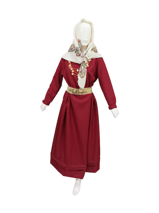 Kids Traditional Costume Kalymnos with Porphyra with Scarf with 1 Row Necklace