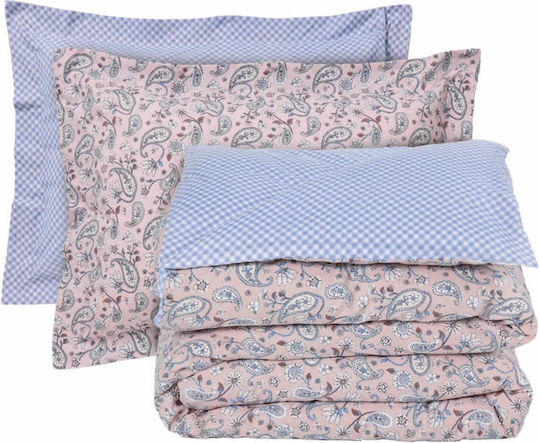 Das Home Сет Чаршафи с Ластик 120x200+35см. Casual 5427 Salmon, White 3бр