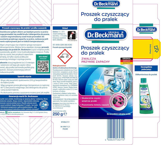 Dr Beckmann Καθαριστικό Πλυντηρίου σε Σκόνη 250gr