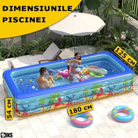 Kinder Pool PVC Aufblasbar 180x125x54cm Blau