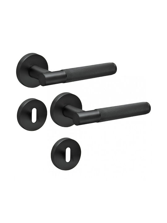 Door Handle C2345 Conset Matte Black Pair for Interior Door