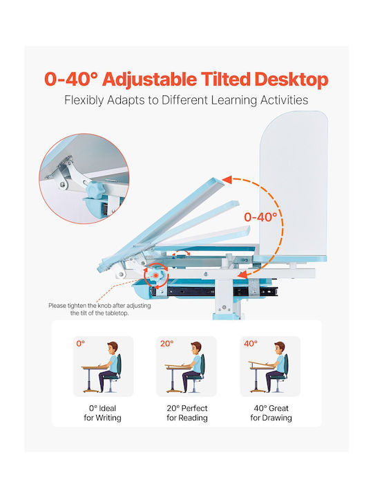 Kids Desk made of Melamine Blue 80x60x73cm