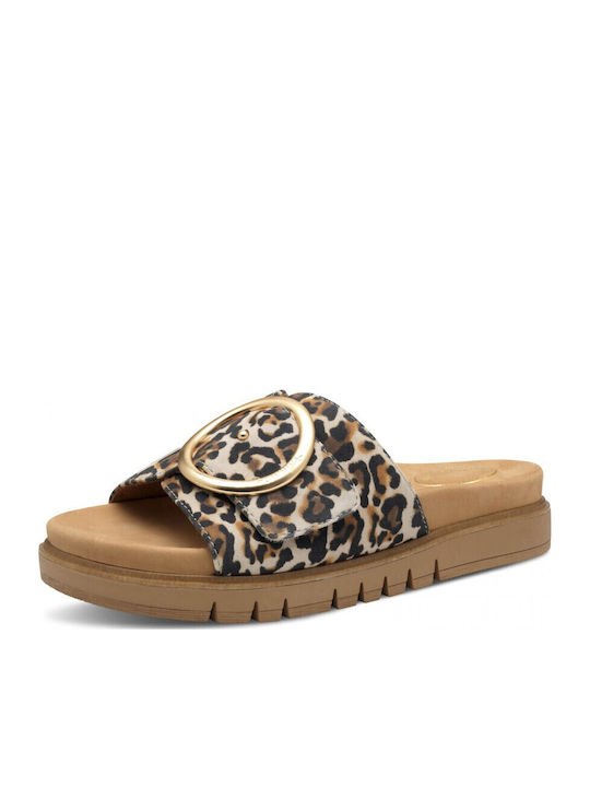 Leather Women's Flat Sandals Brown
