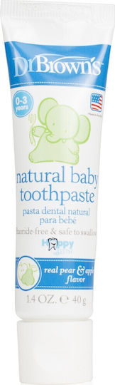 Dr. Brown's Baby Toothpaste for 0m+ with Apple & Pear Flavor Fluoride-Free 40gr