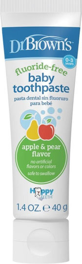 Dr. Brown's Baby Toothpaste for 0m+ with Apple & Pear Flavor Fluoride-Free 40gr