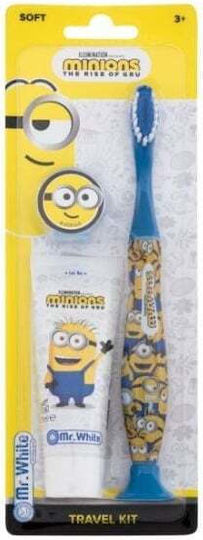 Ino Plus Minions Travel Kit (toothbrush & Toothpaste) Παιδική Οδοντόβουρτσα για 3+ Χρονών Γαλάζια