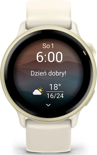 Garmin Vivoactive 6 Aluminium 42mm Waterproof Smartwatch with Heart Rate Monitor (Lunar Gold with Bone Band)