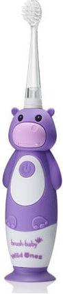 Brush Baby Wildones Children's Electric Toothbrush with Chronograph for 0m+ Holly Hippo with Replacement Heads