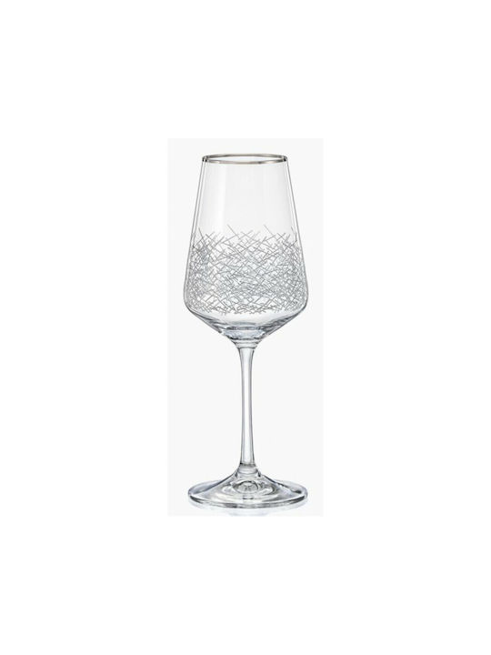 Bohemia Sandra Set of Glasses for White Wine made of Crystal Platinum Stemmed 350ml 0803390 6pcs